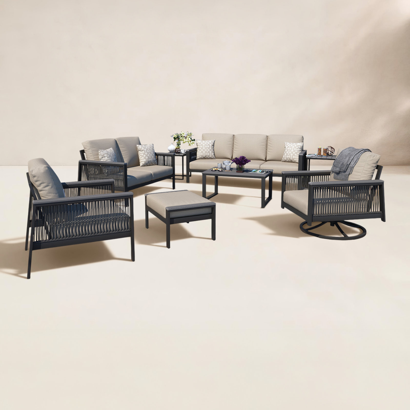Townsend 8 - Person Patio Conversation Set, Cast Silver