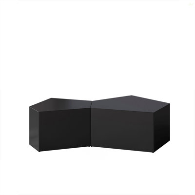 Irregular Pentagon Nesting Coffee Table Set, Geometric Coffee Table Set, Side Table Set, Cocktail Table Set, Center Table Set For Living Room, Bedroom, Black(Set Of 2 Pieces)