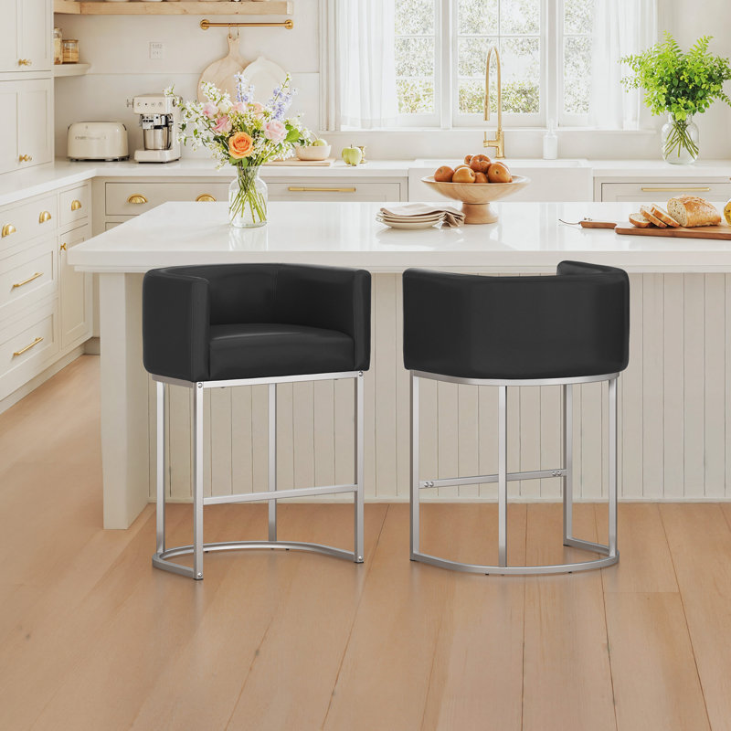 Tabouret de comptoir moderne avec structure en métal, Gris, Noir