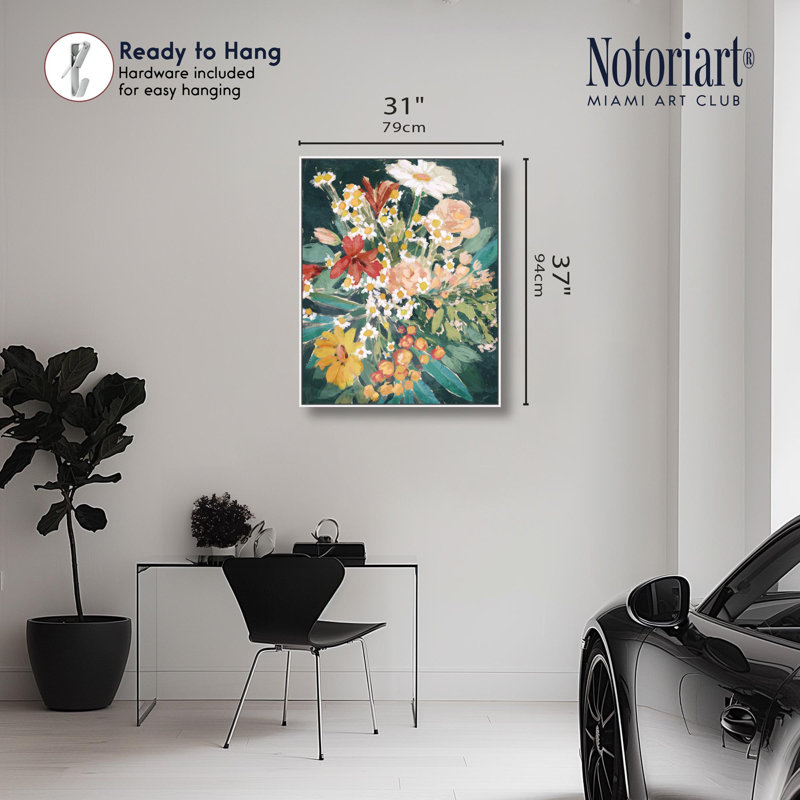 «Modern Flowers», impression sur toile par Notoriart, H 16 po x l 20 po, Structure noire