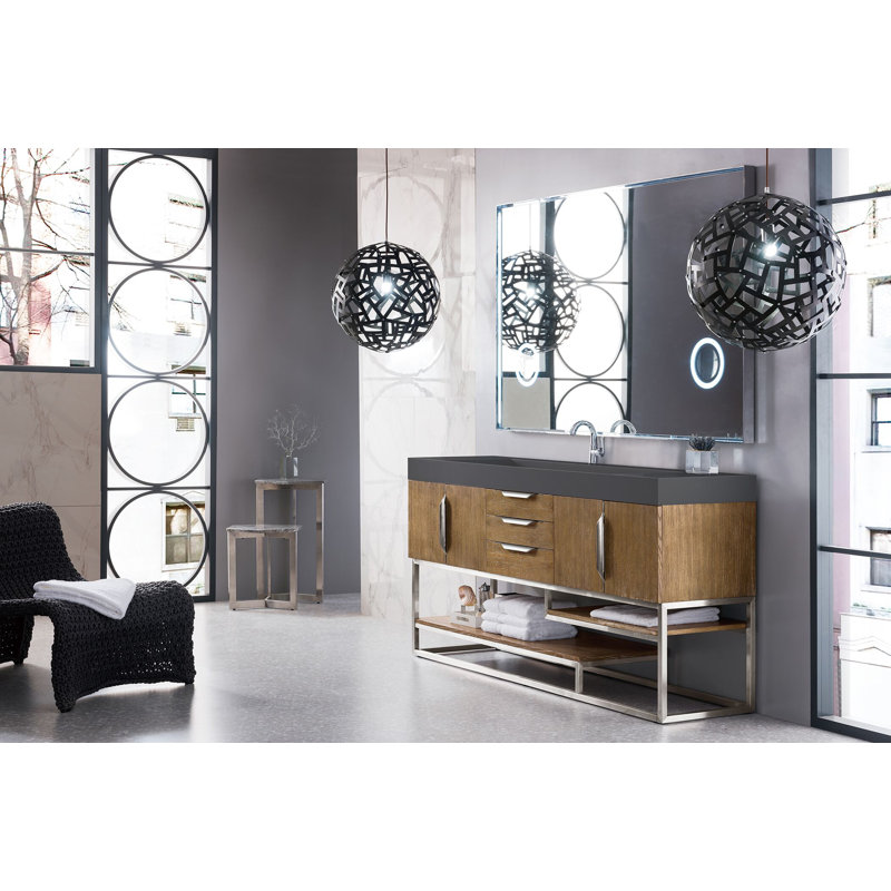 Columbia 72'' W Single Vanity, Brushed Nickel, Dusk Gray, Latte Oak