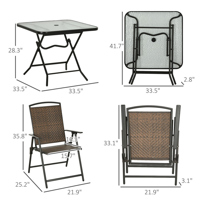 Sridivith Round 4 - Person 33.5'' L Outdoor Restaurant Dining Set,Picnic Table