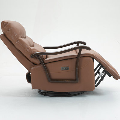 Swivel Rocker Recliner Power Glider Chair with Armrests, Sofa Chair Upholstered Faux Leather -  Red Barrel Studio®, 90B1EDEE234E400583A84CAF222EC994