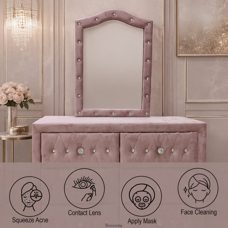 Miroir capitonné rose Rosalia