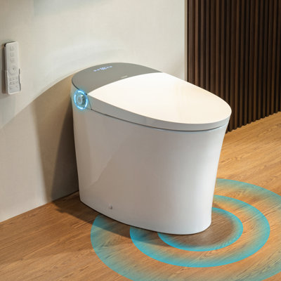 Toilette moderne moderne avec bidet, réservoir, capteur de pied 1000G à double chasse, couvercle automatique, télécommande, affichage à DEL, siège chauffant, toilettes intelligentes à hauteur ADA