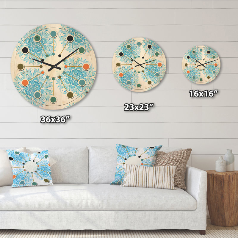 Horloge murale circulaire en bois Mid-Century, Grand