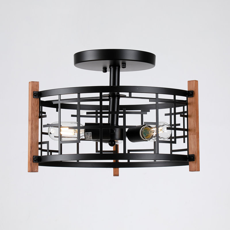 15.7-Inch Wood Metal Flush Mount for Entry or Hallway