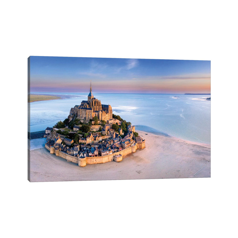 Aerial View At Sunset Mont St Michel France Normandy by Susanne Kremer - Wrapped Canvas Gallery-Wrapped Canvas Giclée