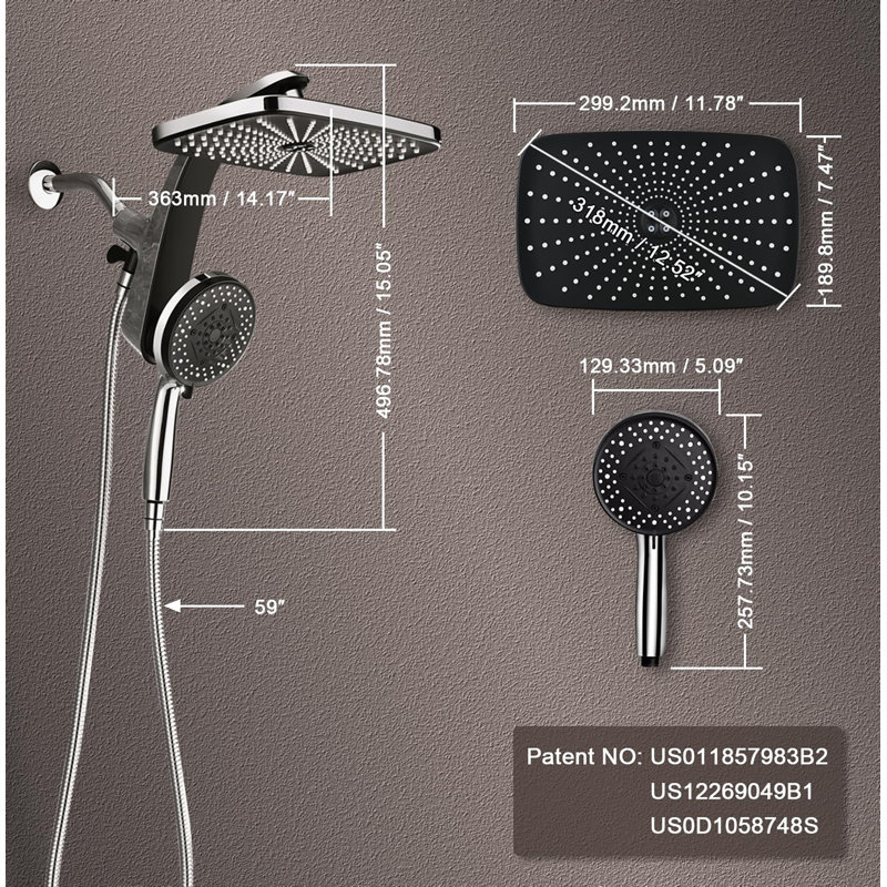 High Pressure Rain Shower Head, Chrome