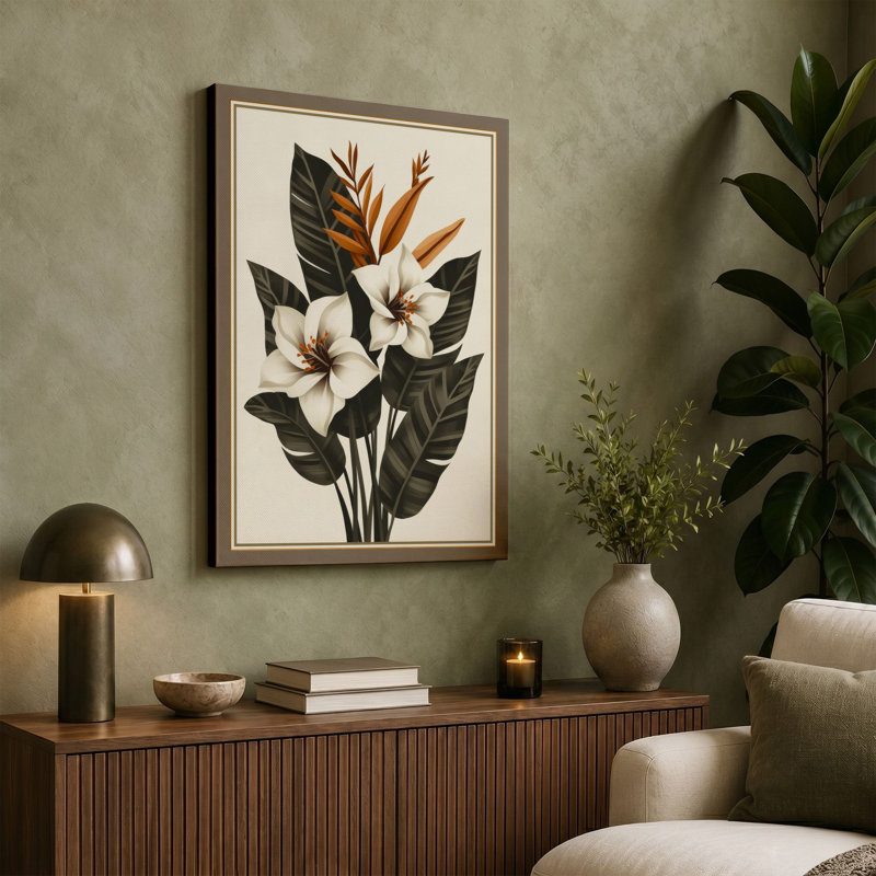 Study Botanical - Wrapped Canvas, 36x24 - 91.4 x 61.0 cm, White Border
