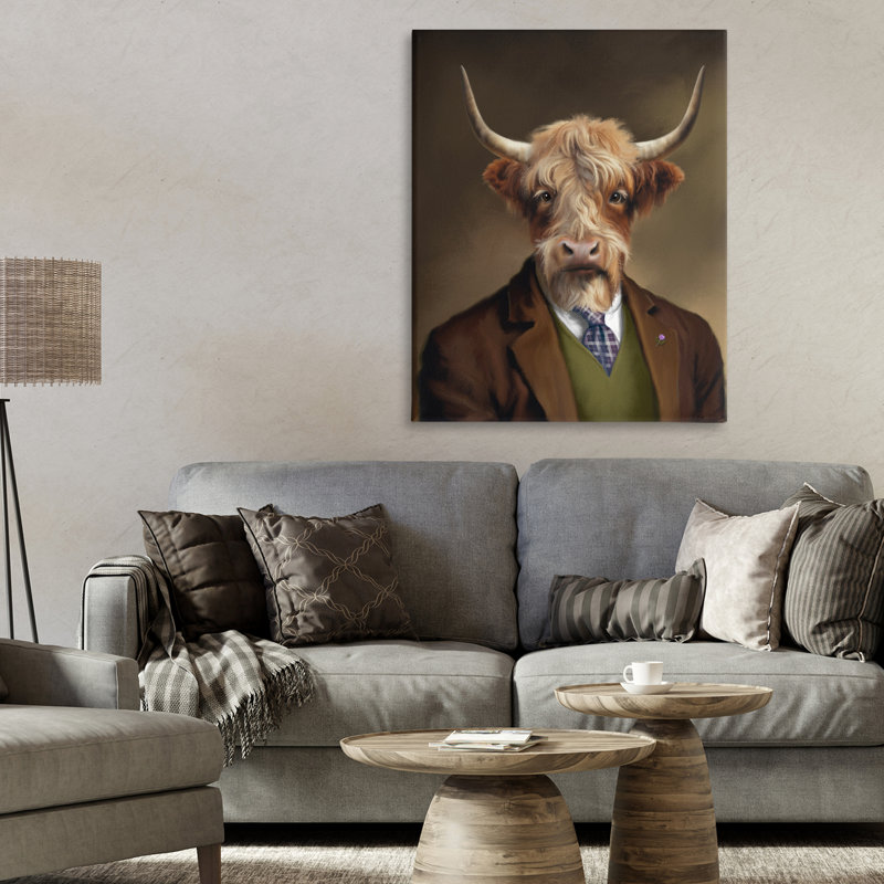 Toile Highland Cow Scottish Gentleman, conception par Matthew Piotrowicz, H 30 po x l 24 po