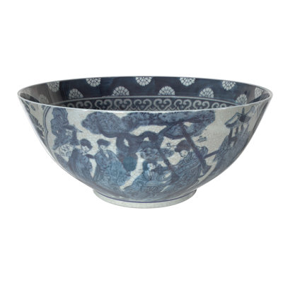 14" Satsuma Ladies & Peacock Porcelain Bowl