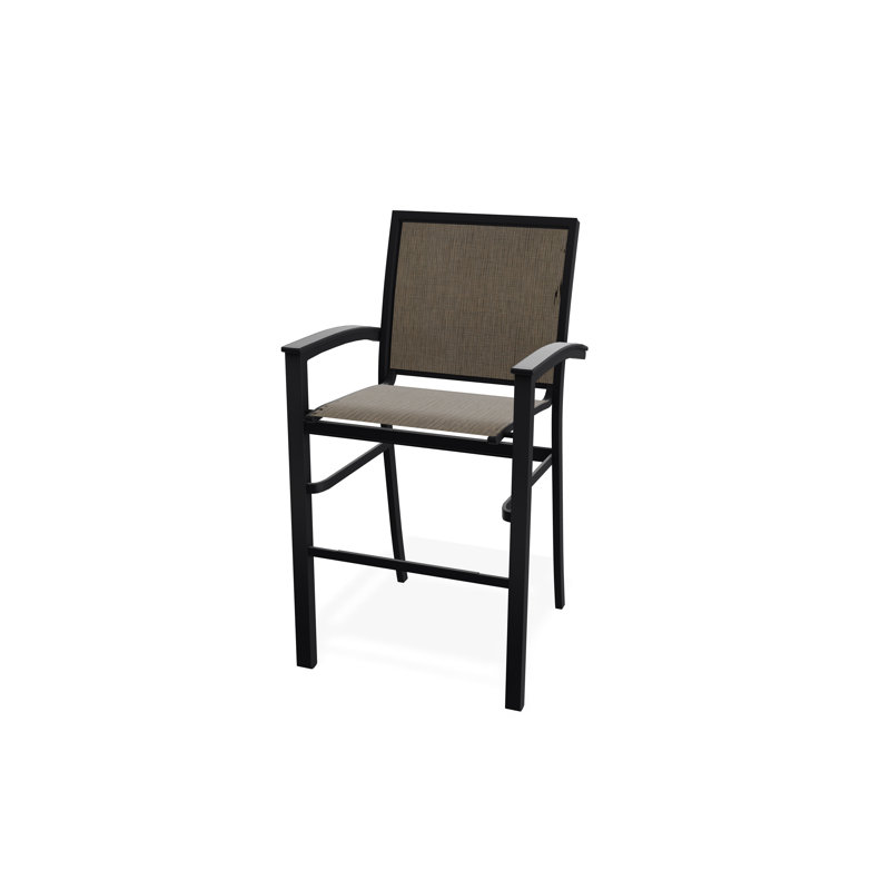 Chaise de café empilable en aluminium Bazza, Noir, Fossile