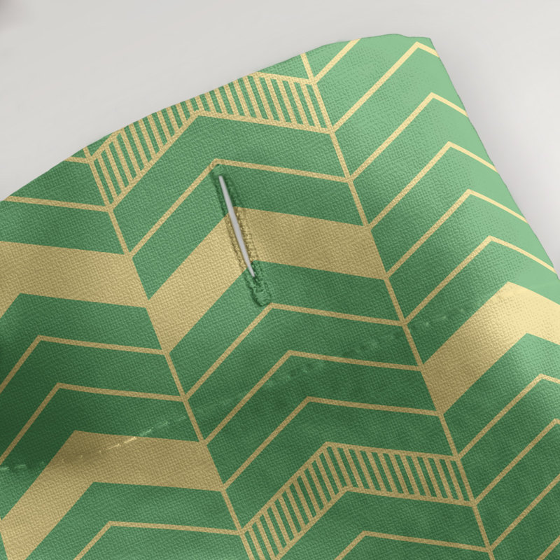 Rideau de douche simple à chevrons, Vert / Jaune