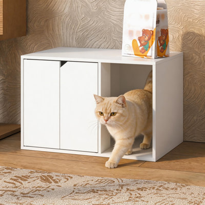 Cat Litter Box Enclosure, Hidden Pet House Furniture, Multifunctional End Table for Cats, Storage for Litter Accessories