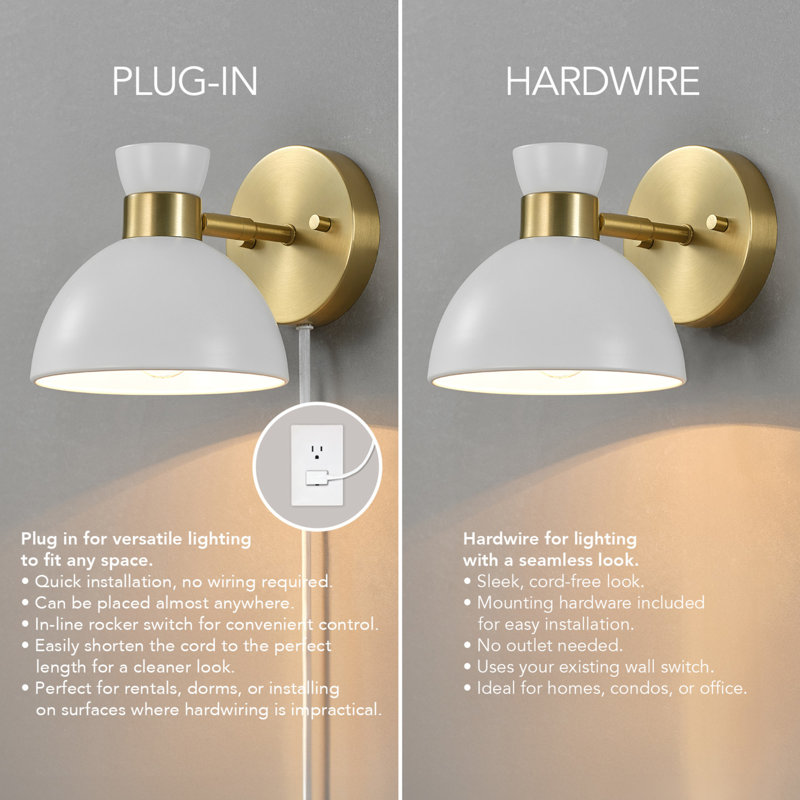 Minami Plug-in Armed Sconce, White