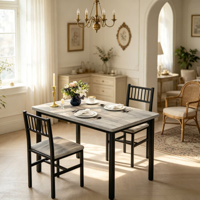 Ensemble de petite table de cuisine pour 2 personnes avec chaises, ensemble de table de salle à manger 3 pièces, ensemble de coin-repas en bois et chaises pour petit espace salle à manger, appartement