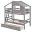 Practical Twin - Over - Twin Bunk Bed Two Built - In Drawers-666795780