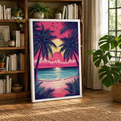 Tropical Sunset Coastal - Wrapped Canvas
