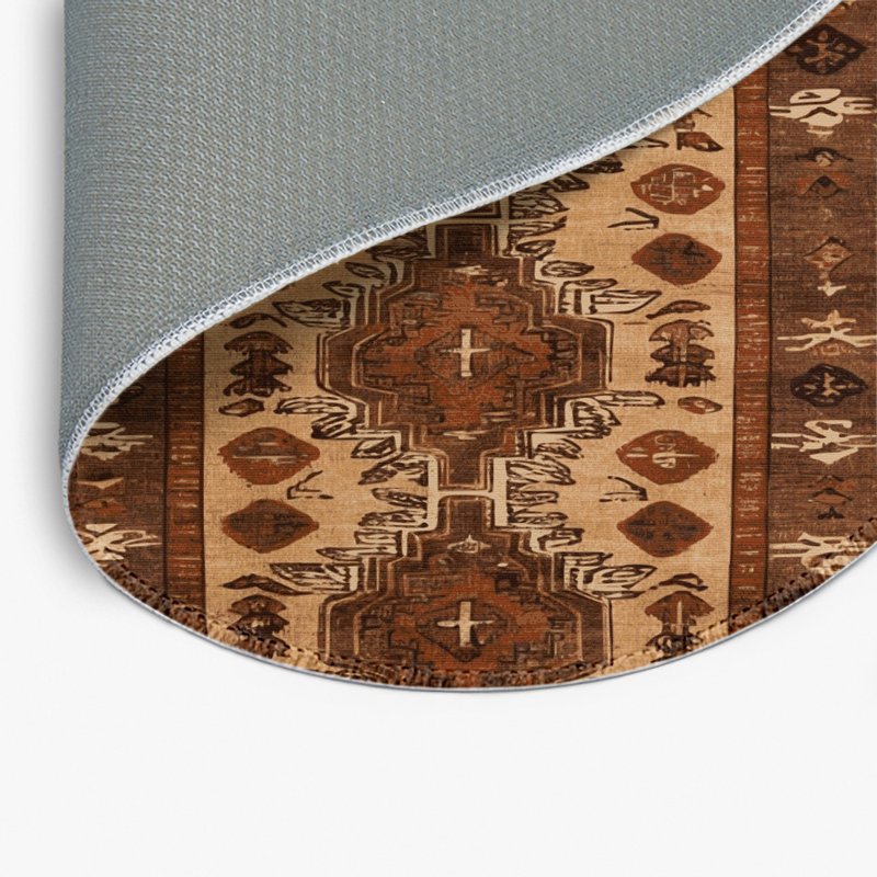 Tapis turc intérieur et extérieur brun, Rond 5 pi