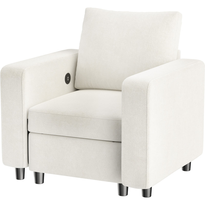 Fauteuil club rembourré, Chenille blanche