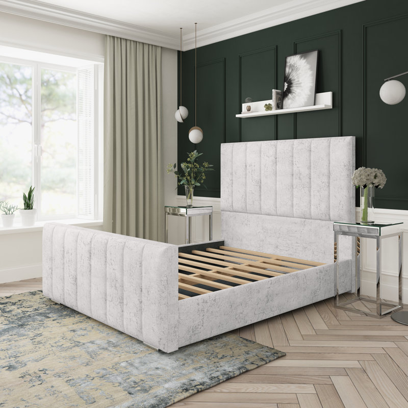 Upholstered Platform Bed, Kingsize (5'), Silver