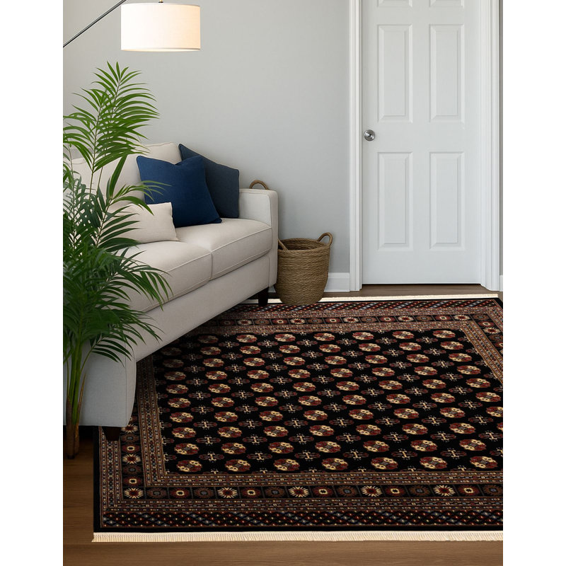 Traditional Hinshaw Runner Rug Black Colour, Square 6'1"