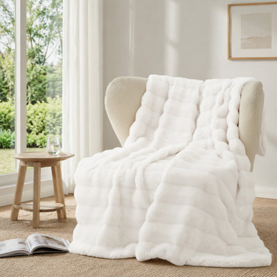 Jeté en fausse fourrure, couverture en fourrure de lapin pour lit, canapé, couverture en peluche vison super doux
