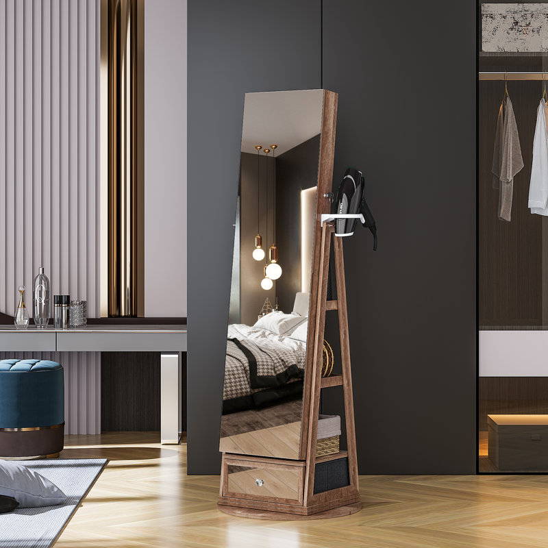 Freestanding Jewelry Armoire, Wood Brown