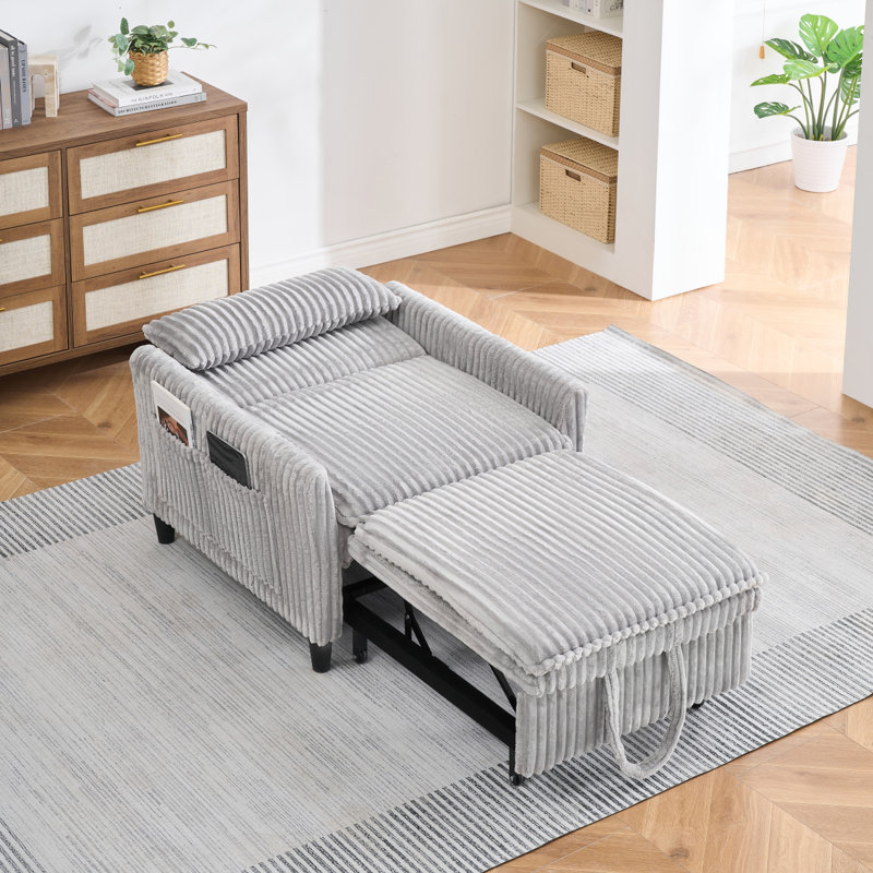 Canapé moderne avec petit fauteuil et canapé-lit, Gris