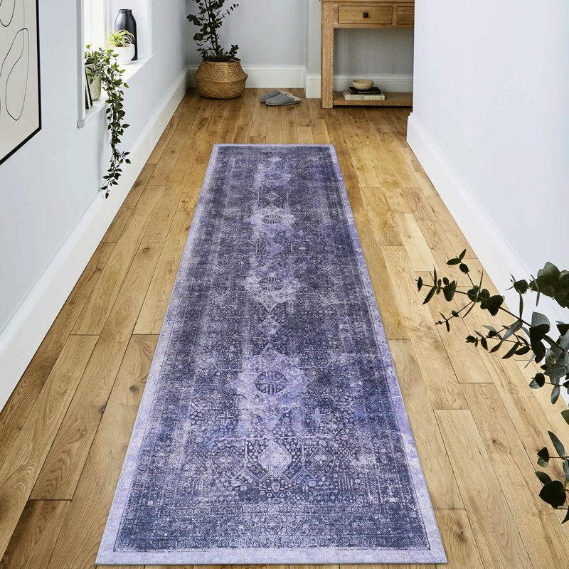 Non-Slip Area Rug - Washable, Low-Pile, Non-Shedding, For Kitchen, Living Room  Anthracite, 2'6'' X 10' Bedroom & Pet Safe