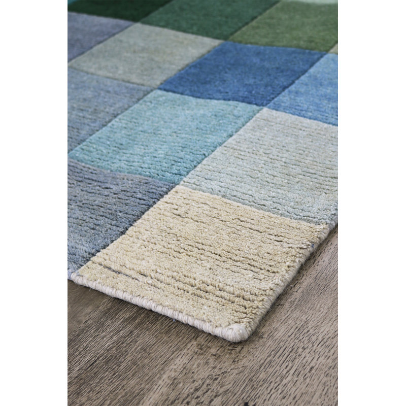 Kusai Geometric Wool Hand Woven Area Rug, Rectangle 140 x 200cm
