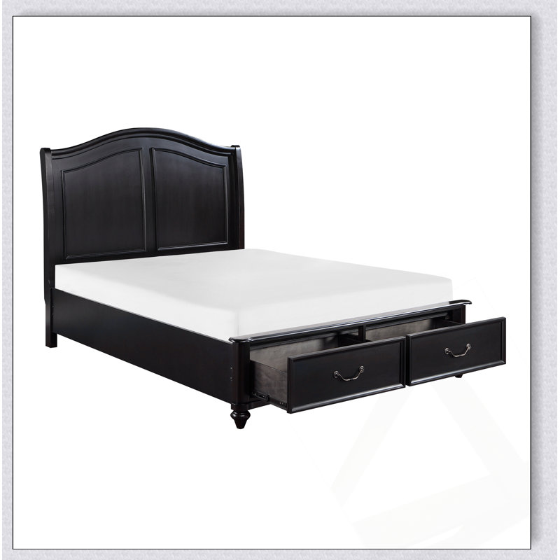 Charcoal Brown Finish Traditional Queen Platform Bed with Storage Drawers for Elegant and Organized Bedrooms