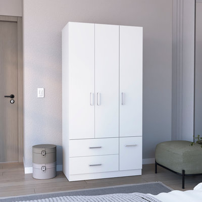 Armoire armoire 71 po, 4 portes, tringle, 3 armoires, 6 tablettes
