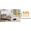 Structure de lit plateforme industrielle en bois avec tête de lit, silencieuse, sans sommier tapissier-261333693