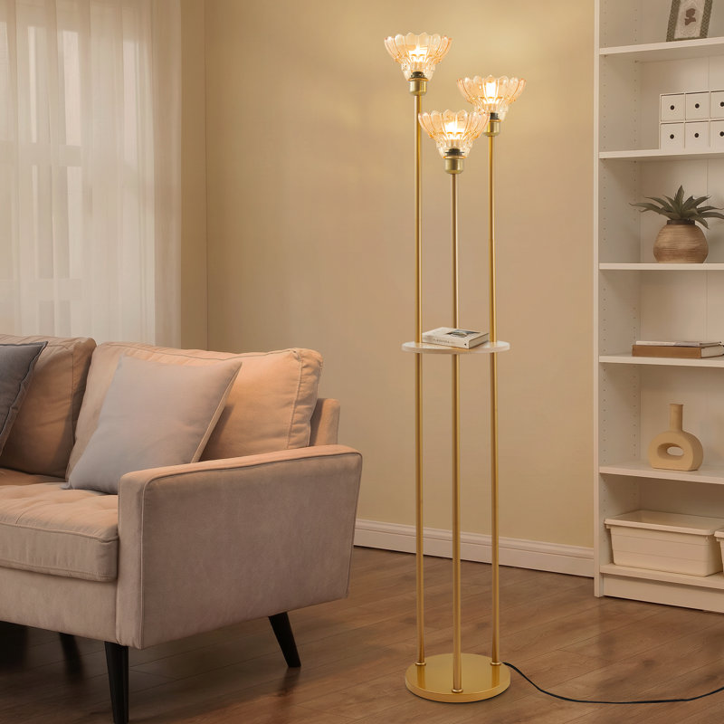 62 " Brushed Tray Table Floor Lamp