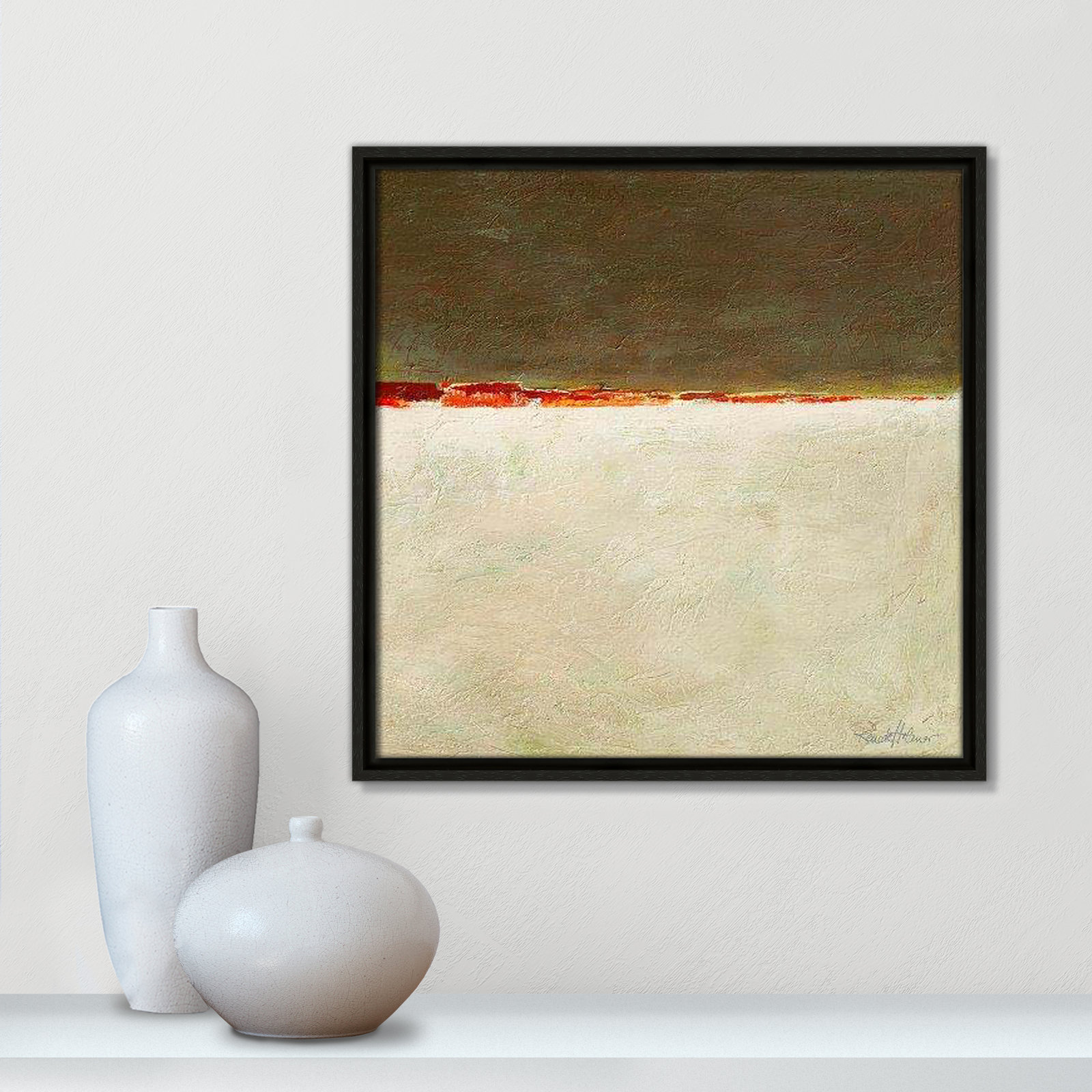 Orange Horizon I by Renate Holzner, Espresso Framed, 17.5'' H x 17.5'' W x 2'' D