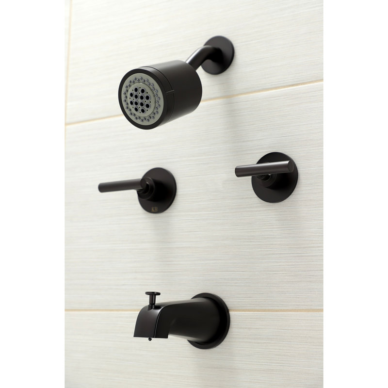 Kingston Brass Manhattan Double-Handle Tub and Shower Faucet, Oil Rubbed Bronze