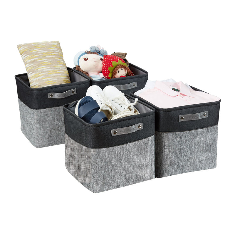 Ensemble de bacs en tissu, Beige / Blanc, H 11 po x l 11 po x P 11 po
