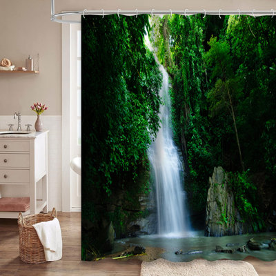 Beautiful Waterfall Falls Fall Nature Shower Curtain with 12 Hooks