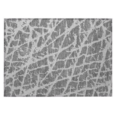 2' X 3' Charcoal Abstract Washable Non Skid Indoor Outdoor Area Rug