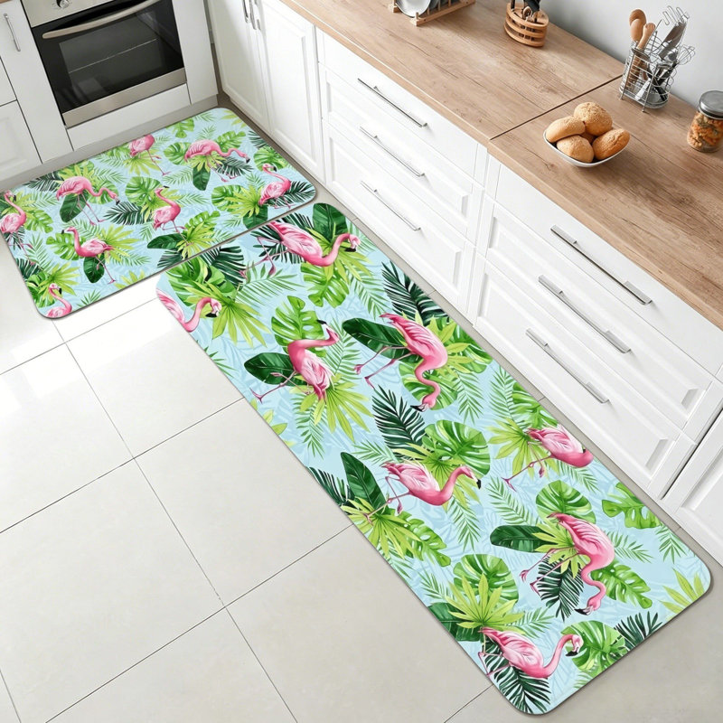 Tapis de cuisine tropicale à motif de feuilles de palmier tropicales 2 pièces