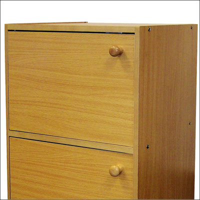 24" Tall 2-Tier Wooden Bookcase / Book Shelf With Doors