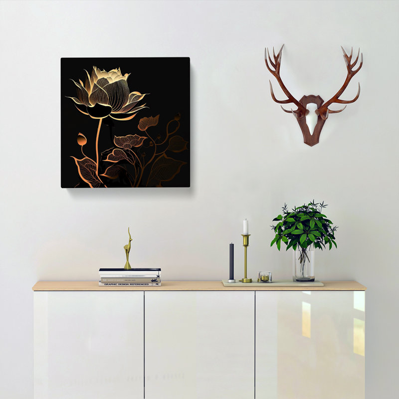 Lotus Flower Silhouette - Wrapped Canvas, 50cm H x 50cm W