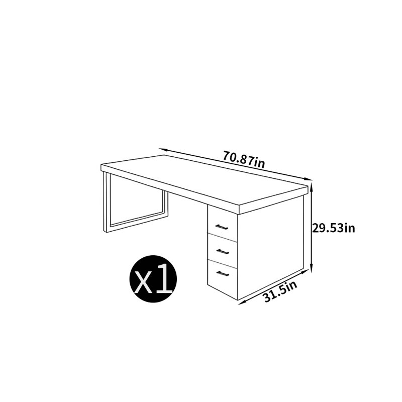 Bureau Karp, H 29,53 po x l 70,87 po x P 31,5 po
