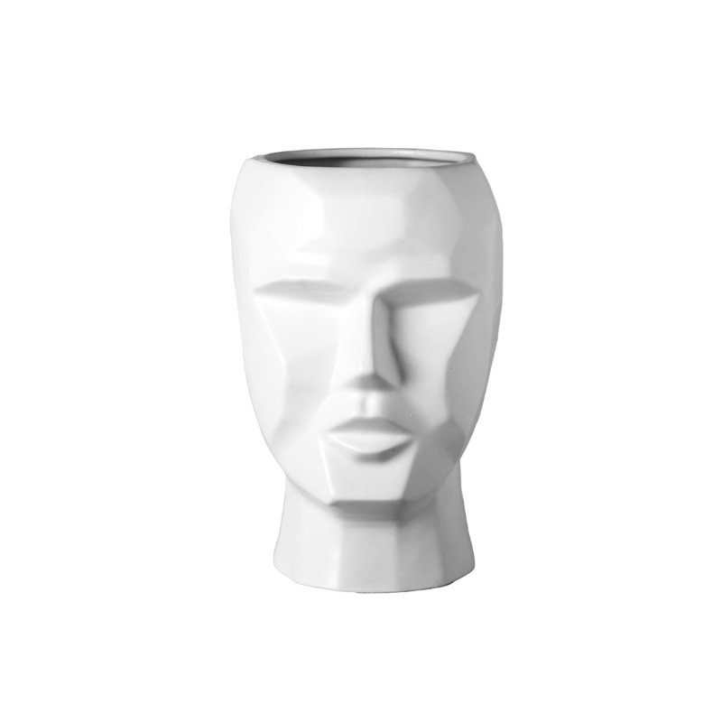 Céramique tête d'homme ronde en céramique mat blanc mat, Blanc
