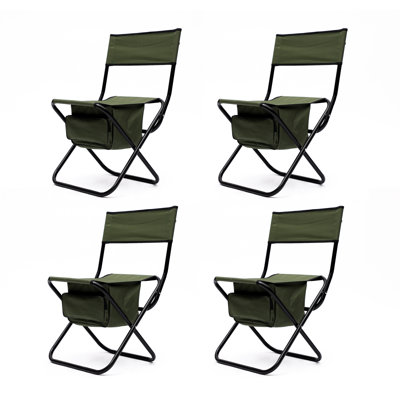 Chaise pliante d'extérieur 4 pièces avec sac de rangement, chaise portative pour le camping, les pique-niques et la pêche à l'intérieur, vert