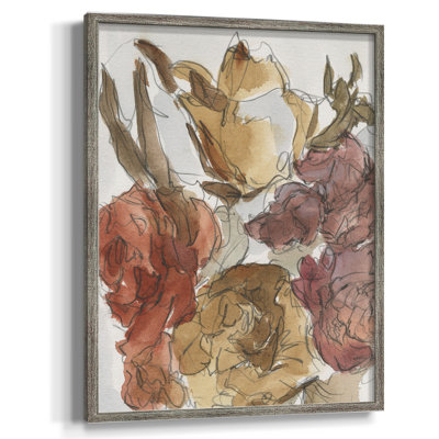 Arrangement floral recadré I, reproduction encadrée - bois massif
