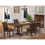 L'ensemble de salle à manger 5 pièces comprend une table en bois et 4 chaises rembourrées en polyester texturé noir, jacobine vieilli-1296371599