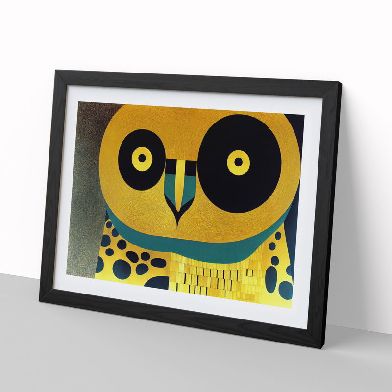 Golden Abstract Owl - Framed Print